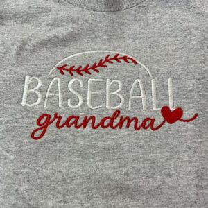 Baseball Grandma Stitched Heart Tee
