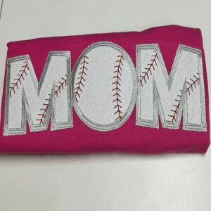 MOM Glitter Applique Baseball Tee